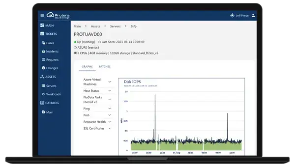 An image of Protera CloudVantage dashboard